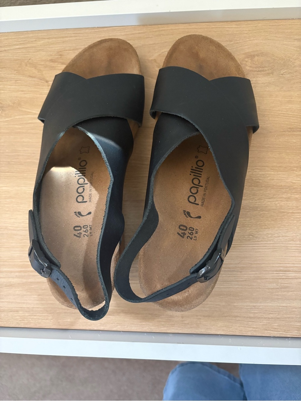 Papillio Black Cross-Strap Slingback Sandals